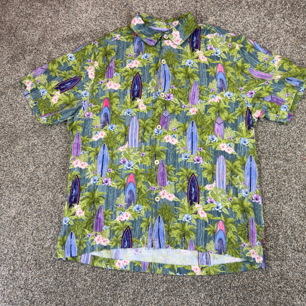 Tommy Bahama Mens Veracruz Cay Surfboard Tropical Print Button Up Shirt Large